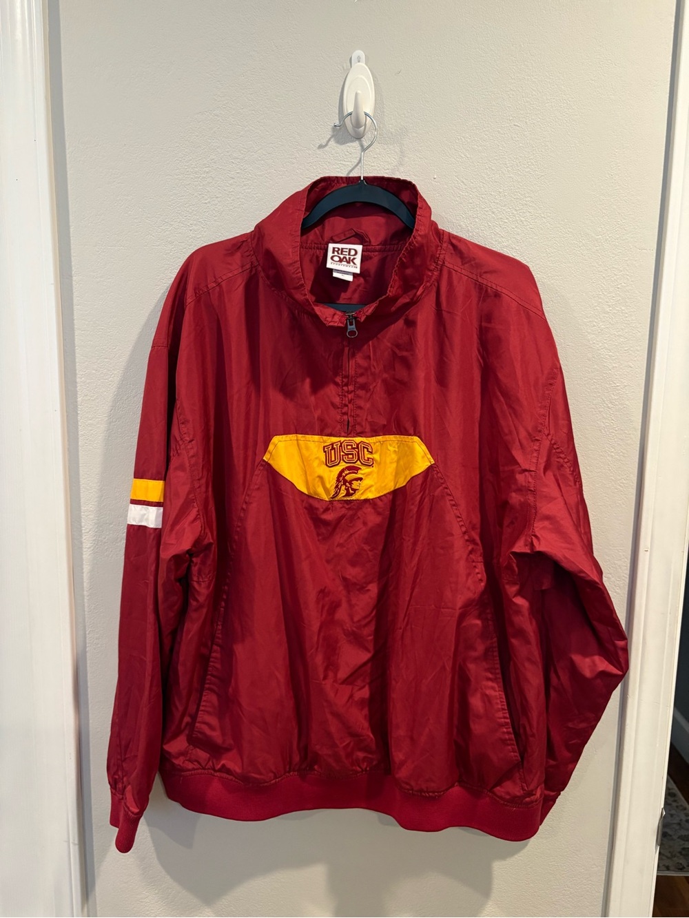 Vintage USC Trojans Pullover Windbreaker Jacket Red Oak Sportswear Men’s Size L